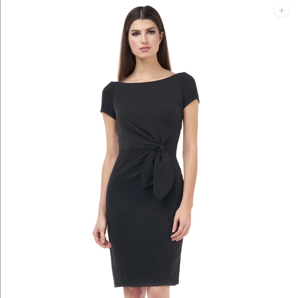 JS Collections Black Sheath Dress Women’s Size 2 Elegant Workwear Bow Detail NWT